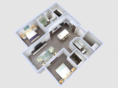 2 bed 2 bath floor plan A at Glen 91, Glendale